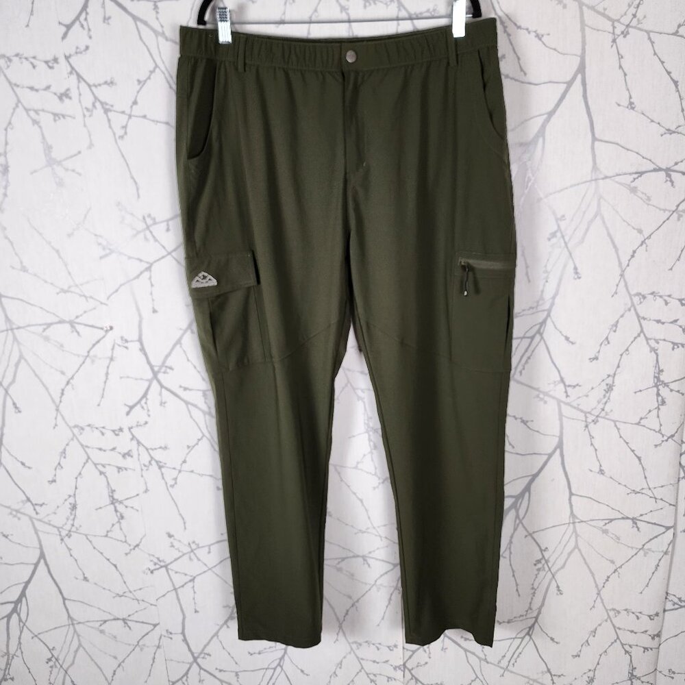 Outdoor Sports Olive Green Nylon Stretch Cargo Hiking Pants